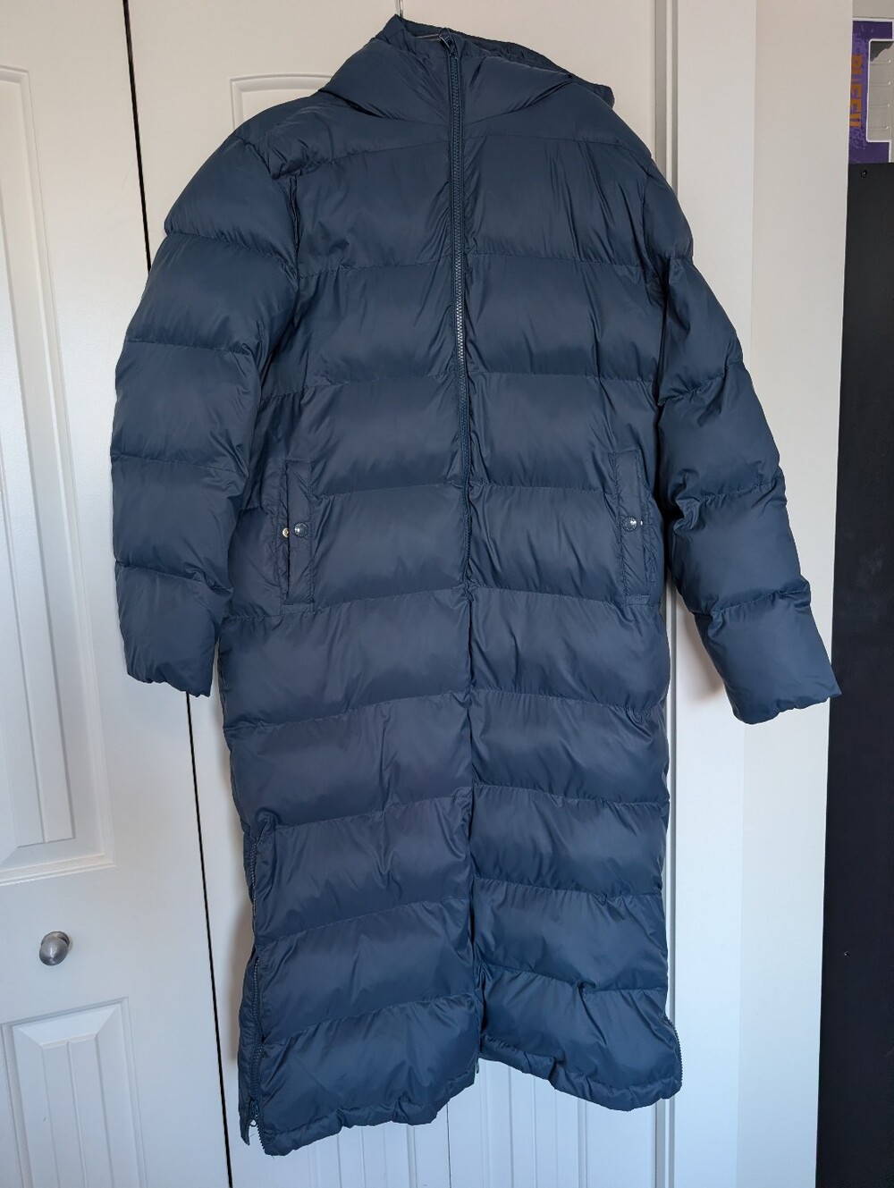 Joe Fresh Hooded Long Puffer Jacket in Navy - Picture 5 of 14